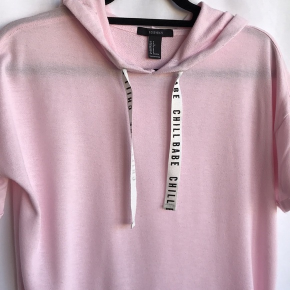 Forever 21 pink hooded short sleeve tunic - Picture 2 of 8